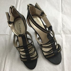 Bebe Zipper Strappy Heels